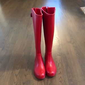 Red rain boots size 5